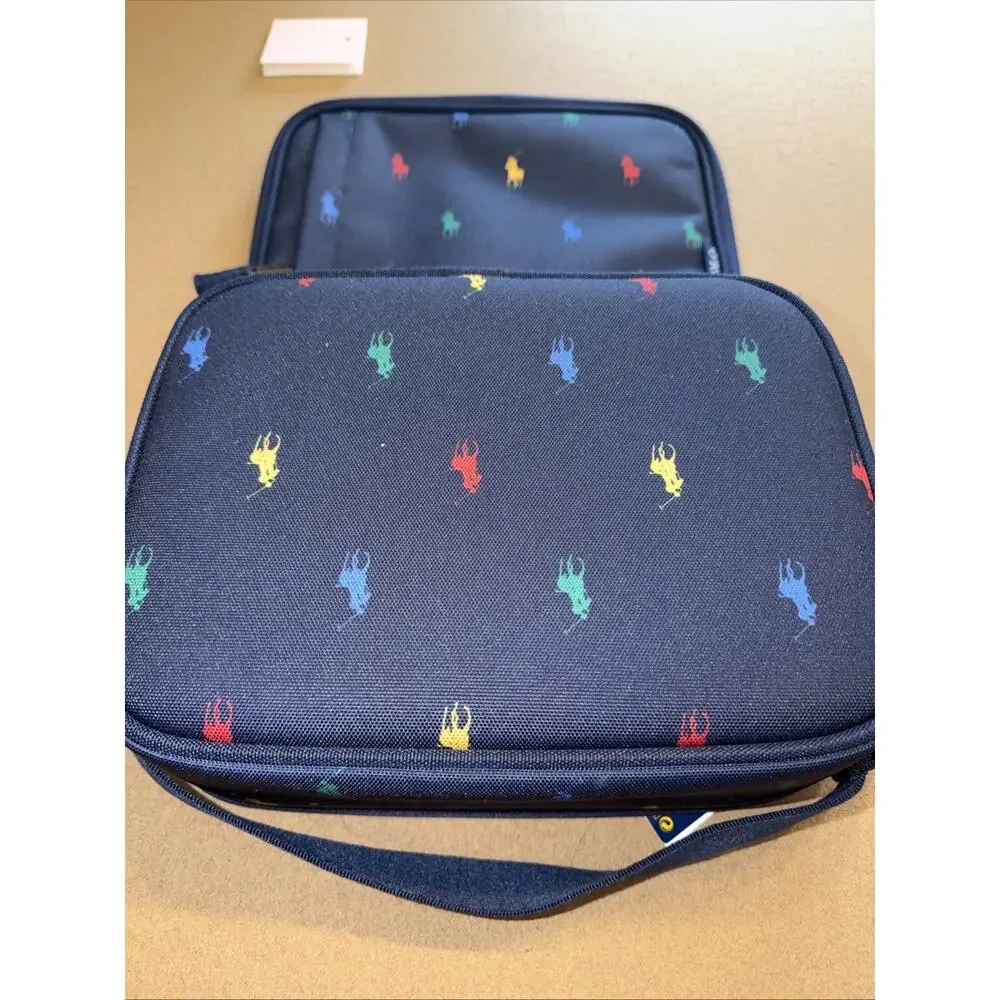 Polo Ralph Lauren Lunch Box Navy Blue All Over Pony Insulated Molded